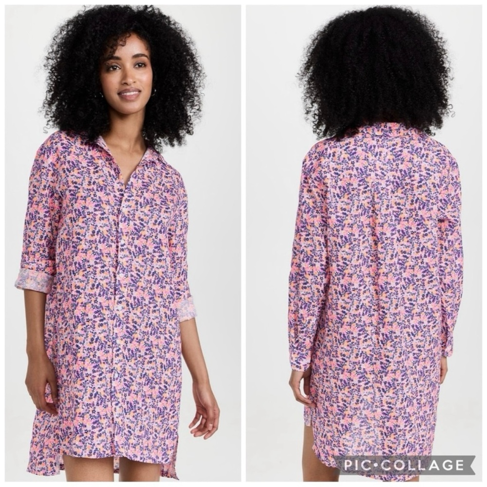 Frank & Eileen Hunter Neon Floral Linen Dress Size Extra Small